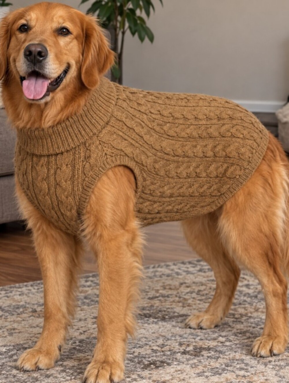 Lorehelina Cable Knit Dog Sweater Chocolate Brown XL NWT